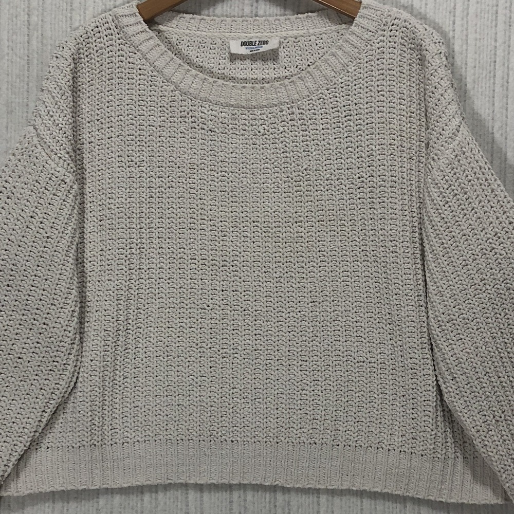 Double Zero Mystical Medium Cream Chunky Knit Crewneck Sweater Women Medium